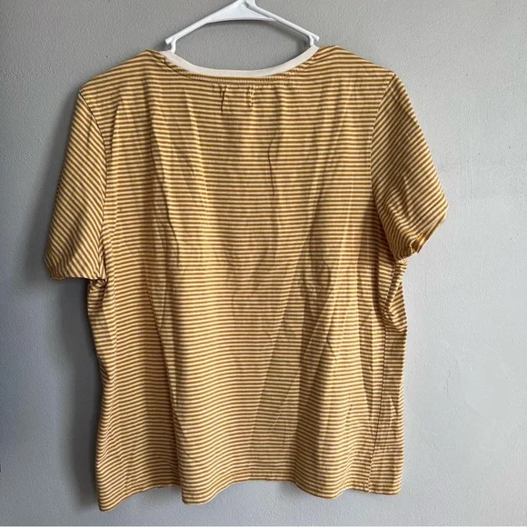 Pact Organic Softspun V-Neck Tee Cotton Mustard White Stripe XL - Picture 9 of 9